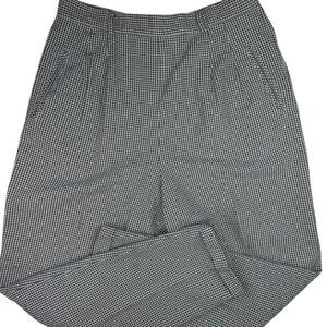 Vintage Talbots Black White Checks High Rise Tapered Pants Cotton Plus Size 14